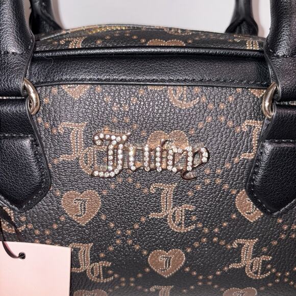 Juicy Couture Forever Satchel Bowler Liquorice Grid Crossbody Strap NWT - Picture 4 of 10